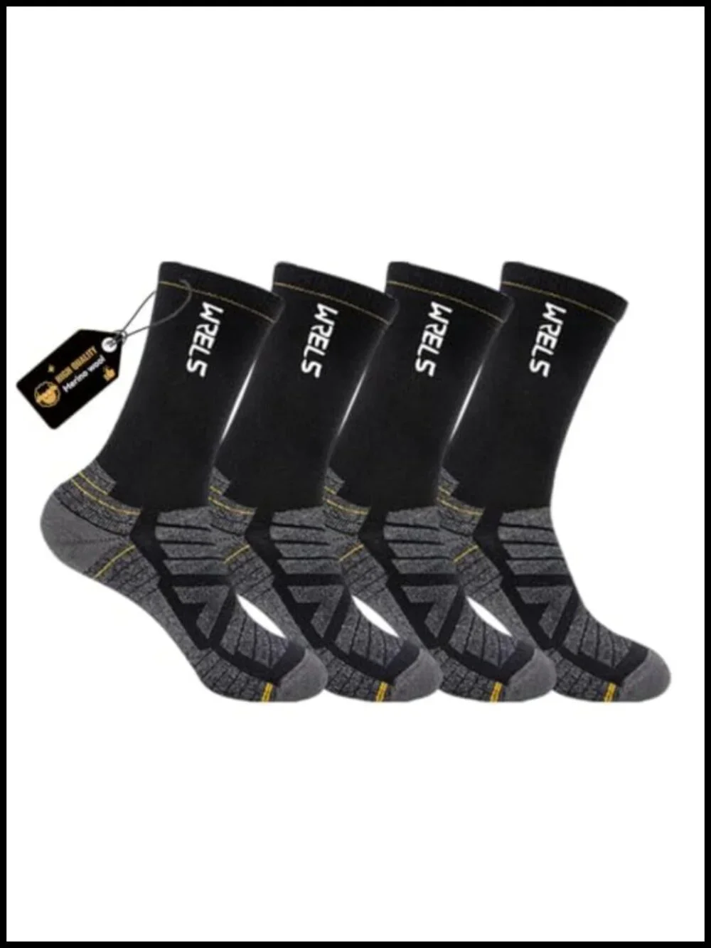Merino Wool Hiking Socks 2 Pack Cushioned Crew Athletic Socks for Men Women
